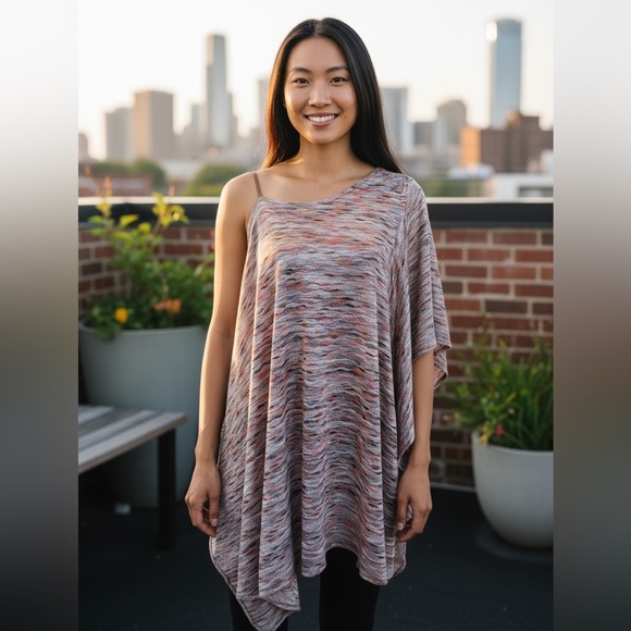 Free People Multicolor Knit Poncho Topper Boho Festival Cape Sweater Oversized S - Picture 15 of 15